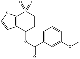 1,1-DIOXO-1,2,3,4-TETRAHYDRO-1LAMBDA6-THIENO[2,3-B]THIOPYRAN-4-YL 3-METHOXYBENZENECARBOXYLATE Struktur