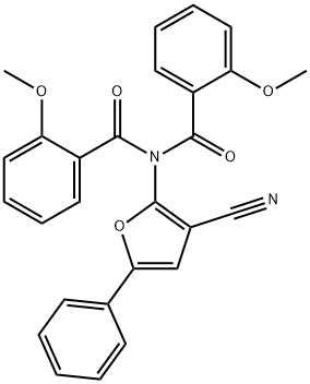 N-(3-CYANO-5-PHENYL-2-FURYL)-2-METHOXY-N-(2-METHOXYBENZOYL)BENZENECARBOXAMIDE Struktur