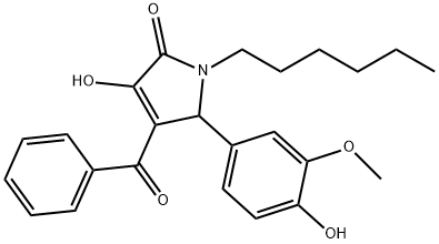 4-BENZOYL-1-HEXYL-3-HYDROXY-5-(4-HYDROXY-3-METHOXYPHENYL)-1H-PYRROL-2(5H)-ONE Struktur