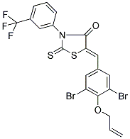 (5Z)-5-[4-(ALLYLOXY)-3,5-DIBROMOBENZYLIDENE]-2-THIOXO-3-[3-(TRIFLUOROMETHYL)PHENYL]-1,3-THIAZOLIDIN-4-ONE Struktur