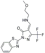 (4Z)-2-(1,3-BENZOTHIAZOL-2-YL)-4-{[(2-METHOXYETHYL)AMINO]METHYLENE}-5-(TRIFLUOROMETHYL)-2,4-DIHYDRO-3H-PYRAZOL-3-ONE Struktur