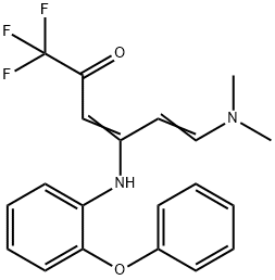 (3E,5Z)-6-(DIMETHYLAMINO)-1,1,1-TRIFLUORO-4-(2-PHENOXYANILINO)-3,5-HEXADIEN-2-ONE Struktur