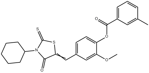 (Z)-4-((3-CYCLOHEXYL-4-OXO-2-THIOXOTHIAZOLIDIN-5-YLIDENE)METHYL)-2-METHOXYPHENYL 3-METHYLBENZOATE Struktur