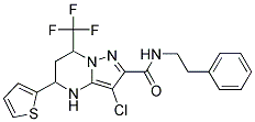 3-CHLORO-N-(2-PHENYLETHYL)-5-THIEN-2-YL-7-(TRIFLUOROMETHYL)-4,5,6,7-TETRAHYDROPYRAZOLO[1,5-A]PYRIMIDINE-2-CARBOXAMIDE Struktur