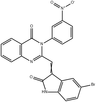 2-[(Z)-(5-BROMO-2-OXO-1,2-DIHYDRO-3H-INDOL-3-YLIDENE)METHYL]-3-(3-NITROPHENYL)QUINAZOLIN-4(3H)-ONE Struktur