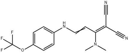 2-(1-(DIMETHYLAMINO)-3-[4-(TRIFLUOROMETHOXY)ANILINO]-2-PROPENYLIDENE)MALONONITRILE Struktur