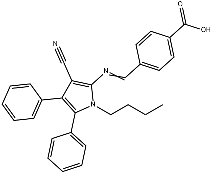 4-([(1-BUTYL-3-CYANO-4,5-DIPHENYL-1H-PYRROL-2-YL)IMINO]METHYL)BENZENECARBOXYLIC ACID Struktur