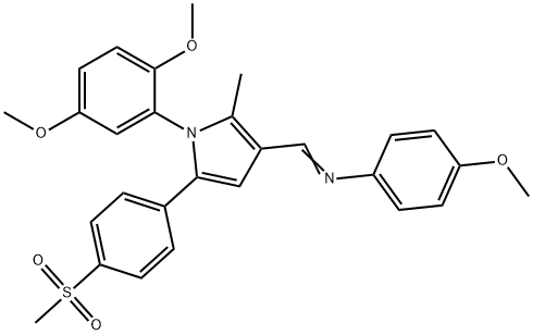 N-((E)-(1-(2,5-DIMETHOXYPHENYL)-2-METHYL-5-[4-(METHYLSULFONYL)PHENYL]-1H-PYRROL-3-YL)METHYLIDENE)-4-METHOXYANILINE Struktur