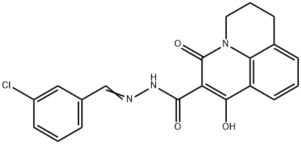 N'-[(E)-(3-CHLOROPHENYL)METHYLIDENE]-7-HYDROXY-5-OXO-2,3-DIHYDRO-1H,5H-PYRIDO[3,2,1-IJ]QUINOLINE-6-CARBOHYDRAZIDE Struktur