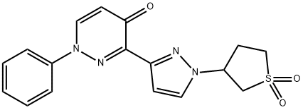 3-[3-(4-OXO-1-PHENYL-1,4-DIHYDRO-3-PYRIDAZINYL)-1H-PYRAZOL-1-YL]TETRAHYDRO-1H-1LAMBDA6-THIOPHENE-1,1-DIONE Struktur