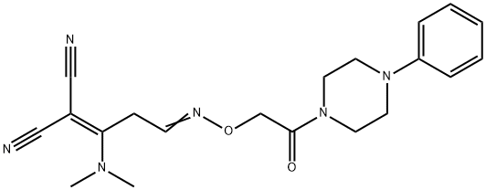 2-(1-(DIMETHYLAMINO)-3-([2-OXO-2-(4-PHENYLPIPERAZINO)ETHOXY]IMINO)PROPYLIDENE)MALONONITRILE Struktur