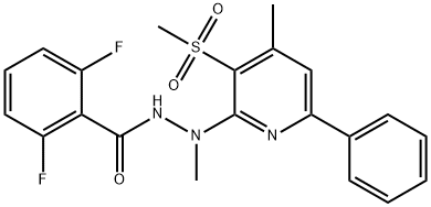 2,6-DIFLUORO-N'-METHYL-N'-[4-METHYL-3-(METHYLSULFONYL)-6-PHENYL-2-PYRIDINYL]BENZENECARBOHYDRAZIDE Struktur