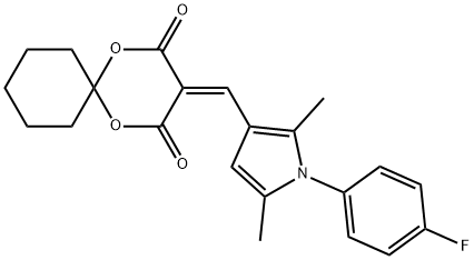 3-{[1-(4-FLUOROPHENYL)-2,5-DIMETHYL-1H-PYRROL-3-YL]METHYLENE}-1,5-DIOXASPIRO[5.5]UNDECANE-2,4-DIONE Struktur