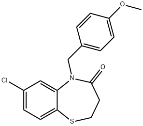 7-CHLORO-5-(4-METHOXYBENZYL)-2,3-DIHYDRO-1,5-BENZOTHIAZEPIN-4(5H)-ONE Struktur