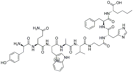 PYR-GLN-ARG-LEU-GLY-D-TYR-GLN-TRP-ALA-VAL-(BETA-ALA)-HIS-(BETA-PHE)-NLE-NH2 Struktur