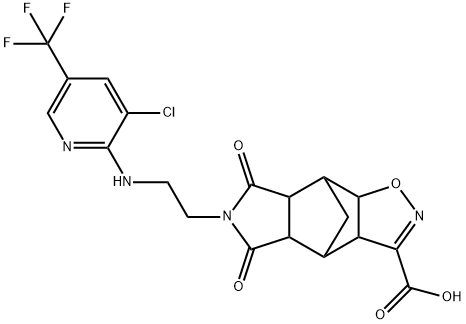 10-(2-([3-CHLORO-5-(TRIFLUOROMETHYL)-2-PYRIDINYL]AMINO)ETHYL)-9,11-DIOXO-3-OXA-4,10-DIAZATETRACYCLO[5.5.1.0(2,6).0(8,12)]TRIDEC-4-ENE-5-CARBOXYLIC ACID Struktur