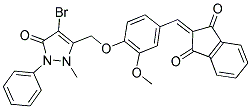 2-((4-((4-BROMO-2-METHYL-5-OXO-1-PHENYL(3-PYRAZOLIN-3-YL))METHOXY)-3-METHOXYPHENYL)METHYLENE)INDANE-1,3-DIONE Struktur