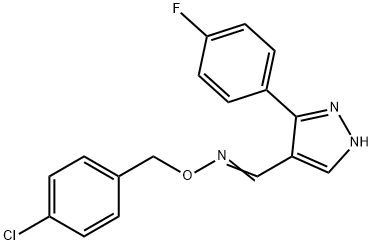 3-(4-FLUOROPHENYL)-1H-PYRAZOLE-4-CARBALDEHYDE O-(4-CHLOROBENZYL)OXIME Struktur