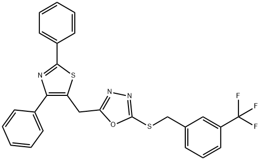 2-[(2,4-DIPHENYL-1,3-THIAZOL-5-YL)METHYL]-5-([3-(TRIFLUOROMETHYL)BENZYL]SULFANYL)-1,3,4-OXADIAZOLE Struktur