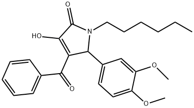 4-BENZOYL-5-(3,4-DIMETHOXYPHENYL)-1-HEXYL-3-HYDROXY-1H-PYRROL-2(5H)-ONE Struktur