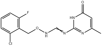 N-[(2-CHLORO-6-FLUOROBENZYL)OXY]-N'-(4-METHYL-6-OXO-1,6-DIHYDRO-2-PYRIMIDINYL)IMINOFORMAMIDE Struktur