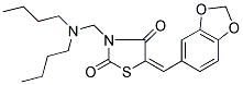 (E)-5-(BENZO[D][1,3]DIOXOL-5-YLMETHYLENE)-3-((DIBUTYLAMINO)METHYL)THIAZOLIDINE-2,4-DIONE Struktur