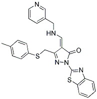 (E)-1-(BENZO[D]THIAZOL-2-YL)-4-((PYRIDIN-3-YLMETHYLAMINO)METHYLENE)-3-(P-TOLYLTHIOMETHYL)-1H-PYRAZOL-5(4H)-ONE Struktur