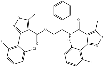 2-(([3-(2-CHLORO-6-FLUOROPHENYL)-5-METHYL-4-ISOXAZOLYL]CARBONYL)AMINO)-2-PHENYLETHYL 3-(2-CHLORO-6-FLUOROPHENYL)-5-METHYL-4-ISOXAZOLECARBOXYLATE Struktur