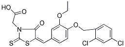 ((5E)-5-{4-[(2,4-DICHLOROBENZYL)OXY]-3-ETHOXYBENZYLIDENE}-4-OXO-2-THIOXO-1,3-THIAZOLIDIN-3-YL)ACETIC ACID Struktur