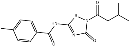 4-METHYL-N-[2-(3-METHYLBUTANOYL)-3-OXO-2,3-DIHYDRO-1,2,4-THIADIAZOL-5-YL]BENZENECARBOXAMIDE Struktur