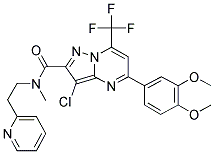 3-CHLORO-5-(3,4-DIMETHOXYPHENYL)-N-METHYL-N-(2-(PYRIDIN-2-YL)ETHYL)-7-(TRIFLUOROMETHYL)PYRAZOLO[1,5-A]PYRIMIDINE-2-CARBOXAMIDE Struktur