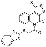 5-[(1,3-BENZOTHIAZOL-2-YLTHIO)ACETYL]-4,4-DIMETHYL-4,5-DIHYDRO-1H-[1,2]DITHIOLO[3,4-C]QUINOLINE-1-THIONE Struktur