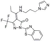 (4Z)-2-(1,3-BENZOTHIAZOL-2-YL)-4-(1-{[3-(1H-IMIDAZOL-1-YL)PROPYL]AMINO}PROPYLIDENE)-5-(TRIFLUOROMETHYL)-2,4-DIHYDRO-3H-PYRAZOL-3-ONE Struktur