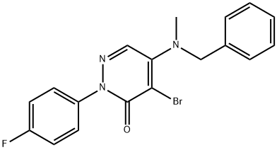 5-[BENZYL(METHYL)AMINO]-4-BROMO-2-(4-FLUOROPHENYL)-3(2H)-PYRIDAZINONE Struktur