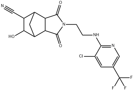 4-(2-([3-CHLORO-5-(TRIFLUOROMETHYL)-2-PYRIDINYL]AMINO)ETHYL)-9-HYDROXY-3,5-DIOXO-4-AZATRICYCLO[5.2.1.0(2,6)]DECANE-8-CARBONITRILE Struktur