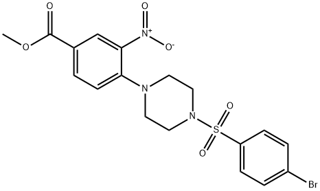 METHYL 4-(4-[(4-BROMOPHENYL)SULFONYL]PIPERAZINO)-3-NITROBENZENECARBOXYLATE Struktur