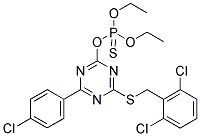 O-(4-(4-CHLOROPHENYL)-6-[(2,6-DICHLOROBENZYL)THIO]-1,3,5-TRIAZIN-2-YL) O,O-DIETHYL PHOSPHOTHIOATE Struktur