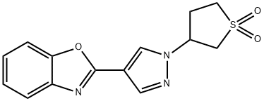 3-[4-(1,3-BENZOXAZOL-2-YL)-1H-PYRAZOL-1-YL]TETRAHYDRO-1H-1LAMBDA6-THIOPHENE-1,1-DIONE Struktur