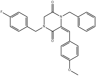 4-BENZYL-1-(4-FLUOROBENZYL)-3-[(4-METHOXYPHENYL)METHYLENE]TETRAHYDRO-2,5-PYRAZINEDIONE Struktur