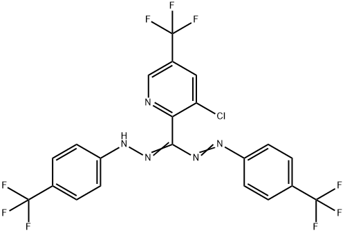 [3-CHLORO-5-(TRIFLUOROMETHYL)-2-PYRIDINYL](2-[4-(TRIFLUOROMETHYL)PHENYL]DIAZENYL)METHANONE N-[4-(TRIFLUOROMETHYL)PHENYL]HYDRAZONE Struktur