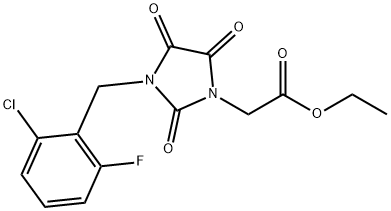 ETHYL 2-[3-(2-CHLORO-6-FLUOROBENZYL)-2,4,5-TRIOXO-1-IMIDAZOLIDINYL]ACETATE Struktur