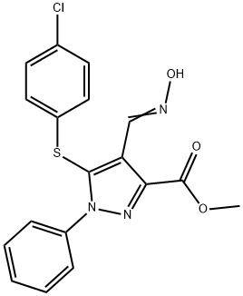 METHYL 5-[(4-CHLOROPHENYL)SULFANYL]-4-[(HYDROXYIMINO)METHYL]-1-PHENYL-1H-PYRAZOLE-3-CARBOXYLATE Struktur