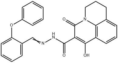 7-HYDROXY-5-OXO-N'-[(E)-(2-PHENOXYPHENYL)METHYLIDENE]-2,3-DIHYDRO-1H,5H-PYRIDO[3,2,1-IJ]QUINOLINE-6-CARBOHYDRAZIDE Struktur