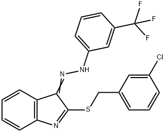 2-[(3-CHLOROBENZYL)SULFANYL]-3H-INDOL-3-ONE N-[3-(TRIFLUOROMETHYL)PHENYL]HYDRAZONE Struktur