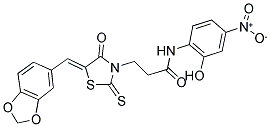 3-[(5Z)-5-(1,3-BENZODIOXOL-5-YLMETHYLENE)-4-OXO-2-THIOXO-1,3-THIAZOLIDIN-3-YL]-N-(2-HYDROXY-4-NITROPHENYL)PROPANAMIDE Struktur