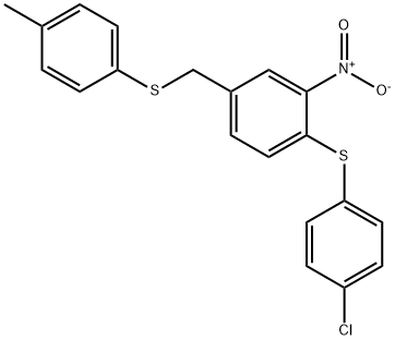 1-[(4-CHLOROPHENYL)SULFANYL]-4-([(4-METHYLPHENYL)SULFANYL]METHYL)-2-NITROBENZENE Struktur