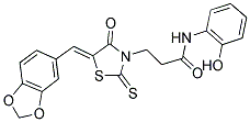 3-[(5Z)-5-(1,3-BENZODIOXOL-5-YLMETHYLENE)-4-OXO-2-THIOXO-1,3-THIAZOLIDIN-3-YL]-N-(2-HYDROXYPHENYL)PROPANAMIDE Struktur