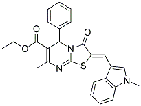 (Z)-ETHYL 7-METHYL-2-((1-METHYL-1H-INDOL-3-YL)METHYLENE)-3-OXO-5-PHENYL-3,5-DIHYDRO-2H-THIAZOLO[3,2-A]PYRIMIDINE-6-CARBOXYLATE Struktur