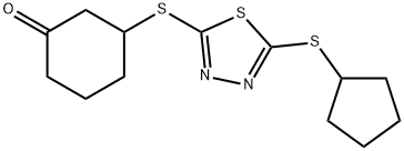 3-([5-(CYCLOPENTYLSULFANYL)-1,3,4-THIADIAZOL-2-YL]SULFANYL)CYCLOHEXANONE Struktur