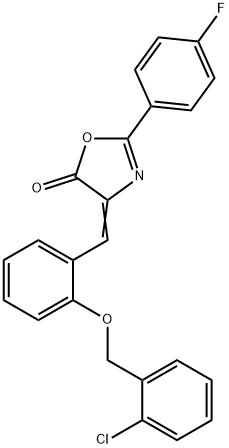 (4Z)-4-{2-[(2-CHLOROBENZYL)OXY]BENZYLIDENE}-2-(4-FLUOROPHENYL)-1,3-OXAZOL-5(4H)-ONE Struktur